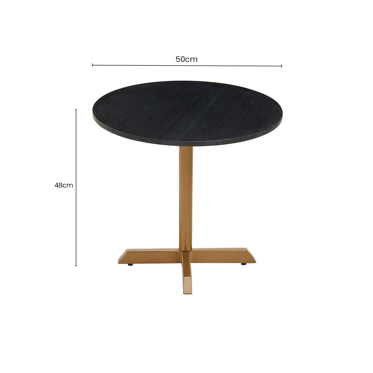 Varana Black Marble and Gold Finish Base Side Table