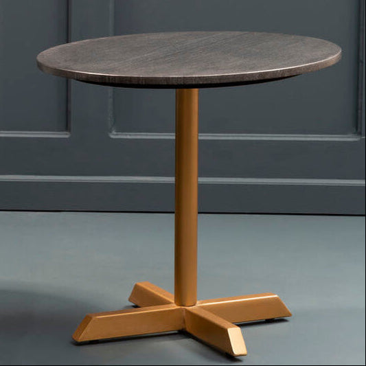 Black Round Marble Top Side Table with Matte Gold Metal Cross Base, Varana