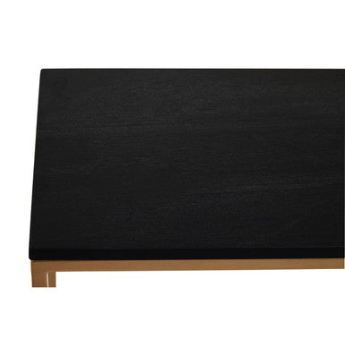 Black Marble Top Console Table with Matte Gold Metal Frame, Varana