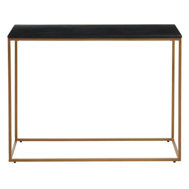 Black Marble Top Console Table with Matte Gold Metal Frame | Varana