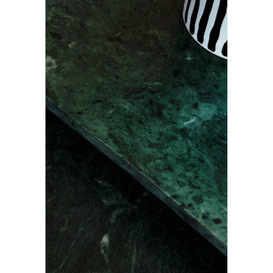 Nest of 2 Green Marble Top Side Tables with Gold Metal Bases, Mandoli