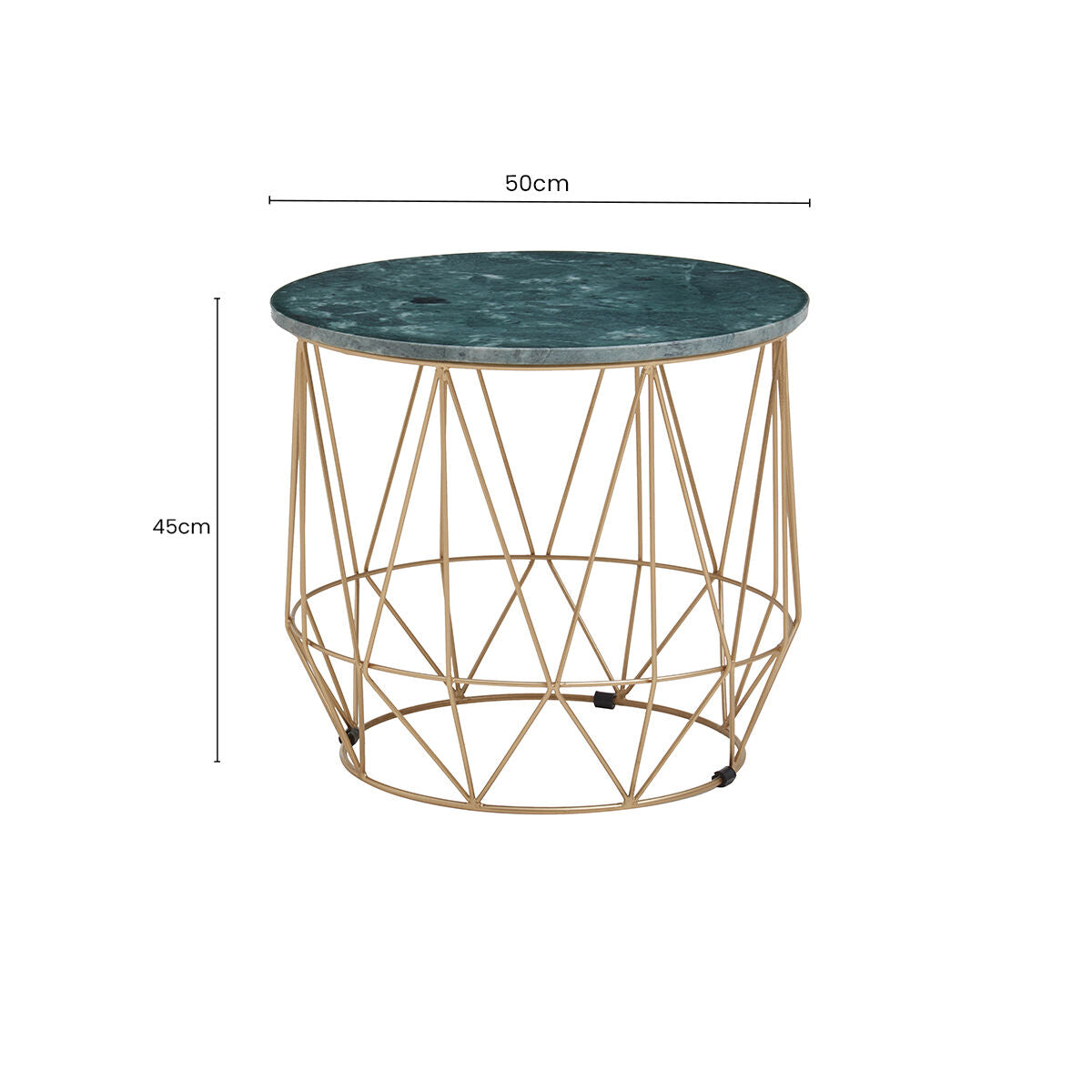 Mandoli Green Marble and Gold Finish Side Table