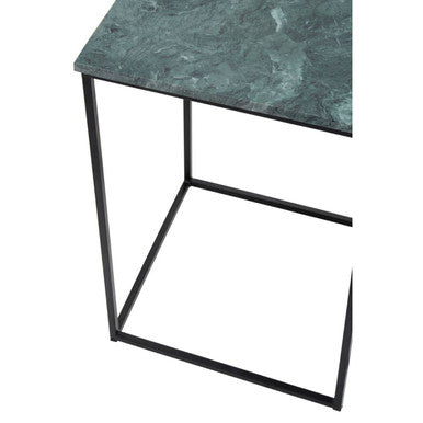 Marble Top Nest of 3 Tables with Black Metal Bases in Assorted Tones and Shapes, Mandoli