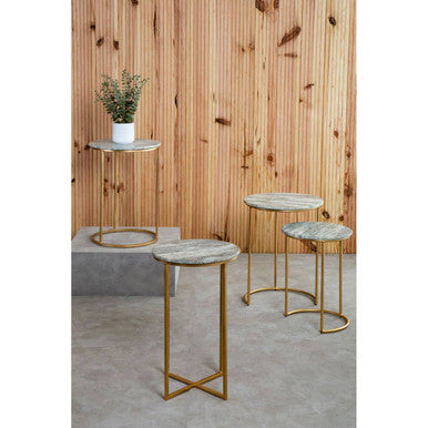 Mandoli Natural Marble Side Table