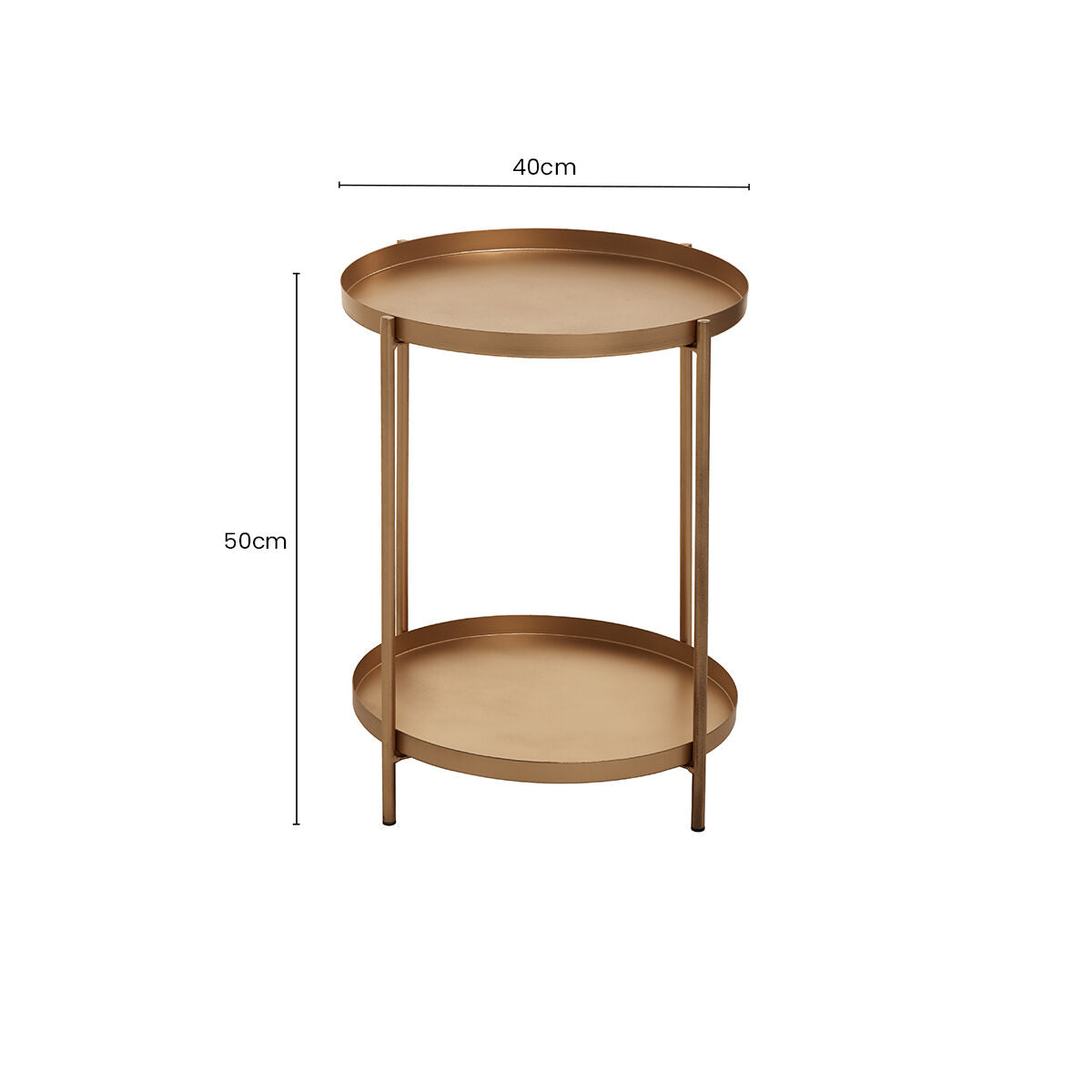 Mandoli Gold Finish Round Tray Side Table
