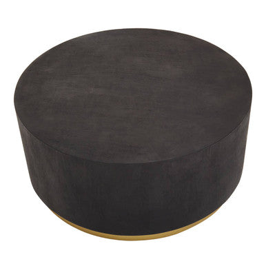 Black Concrete Effect Wood Coffee Table with Luxe Gold Metal Frame, Naro