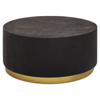 Black Concrete Effect Wood Coffee Table with Luxe Gold Metal Frame | Naro