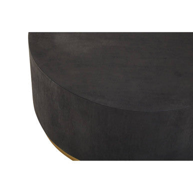 Black Concrete Effect Wood Coffee Table with Luxe Gold Metal Frame, Naro