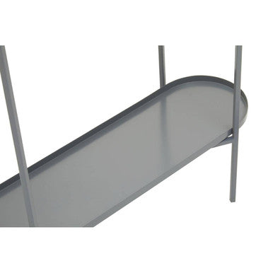 Matte Gold Metal Two Tier Console Table with Grey Enamel Shelves, Kobra