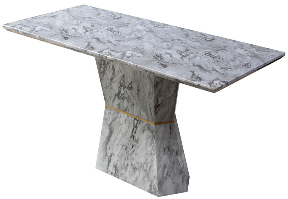 Grey Marble Console Table with Multifaceted Base, Spezia