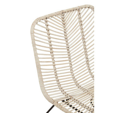 Java Natural Rattan Black Metal Chair