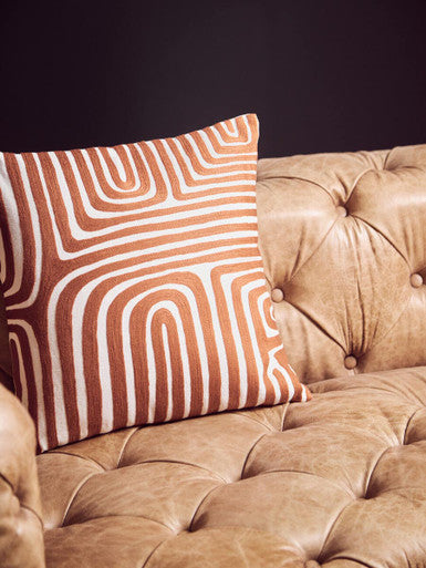 3 Seater Brown Leather Modern Chesterfield Sofa, Hoxton