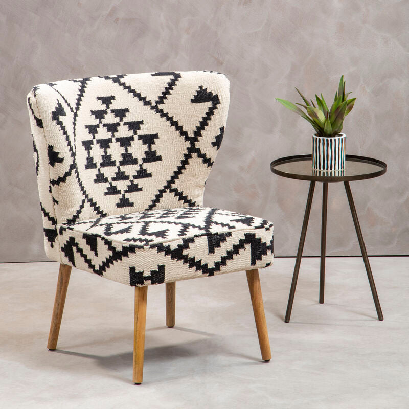 Cefena White and Black Berber Style Chair