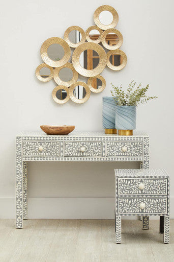 Fusion 2 Drawer Side Table with Bone Inlay