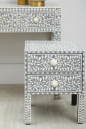 Fusion 2 Drawer Side Table with Bone Inlay