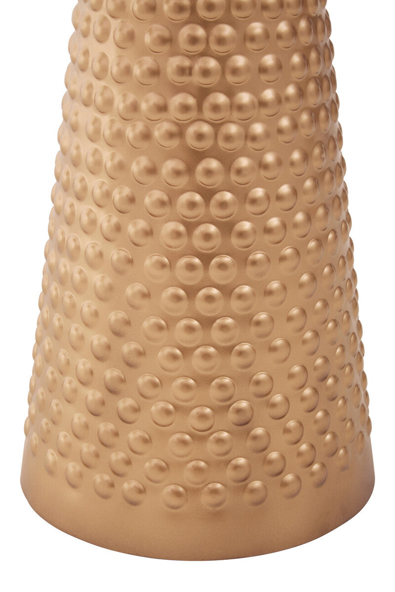 White Tabletop Side Table with Chunky Hammered Gold Base, Amira