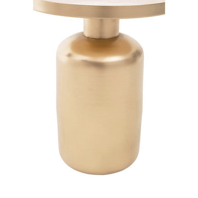 Amira Off White Enamel Top Matte Gold Base Side Table