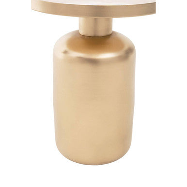Amira Off White Enamel Top Matte Gold Base Side Table