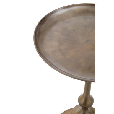 Gold Small Brass Finish Aluminium Side Table with Antique Disc Stem Detail, Pali