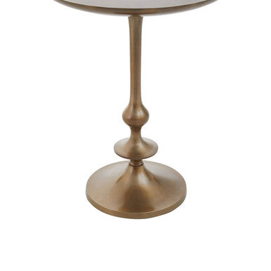 Gold Small Brass Finish Aluminium Side Table with Antique Disc Stem Detail, Pali
