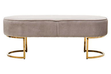 Zamora Mink Velvet Ottoman Bench With Gold Finish Legs