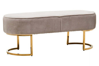 Zamora Mink Velvet Ottoman Bench With Gold Finish Legs