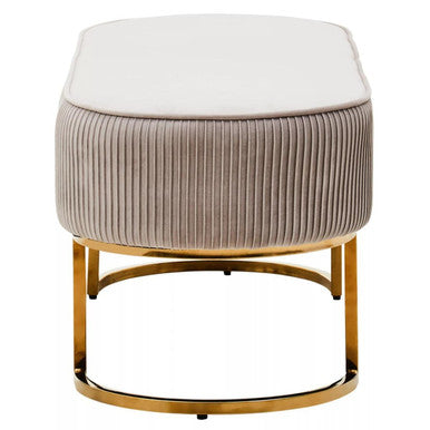 Zamora Mink Velvet Ottoman Bench With Gold Finish Legs