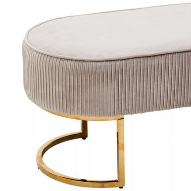 Zamora Mink Velvet Ottoman Bench With Gold Finish Legs