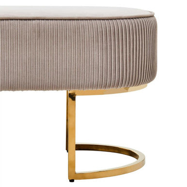 Zamora Mink Velvet Ottoman Bench With Gold Finish Legs