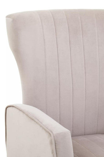 Zamora Mink Velvet Accent Chair With Gold Finish Legs