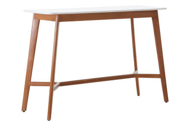 White Marble Top Console Table with Sustainable Acacia Wood Base, Myan