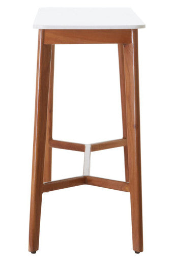 White Marble Top Console Table with Sustainable Acacia Wood Base, Myan