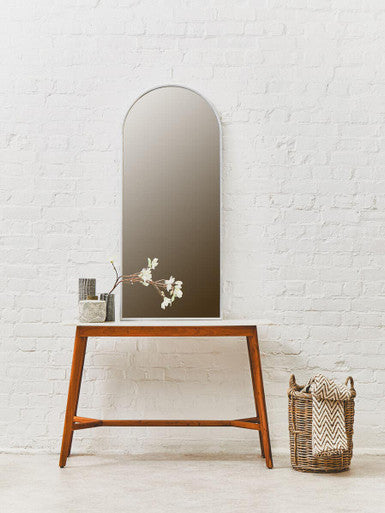 White Marble Top Console Table with Sustainable Acacia Wood Base, Myan