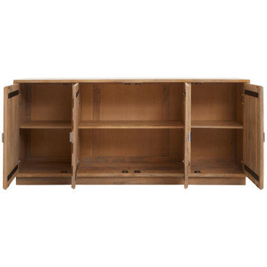 Salem Black and Natural Mango Wood 4 Door Sideboard