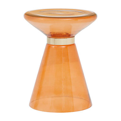 Martini Amber Glass and Gold Side Table
