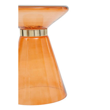Martini Amber Glass and Gold Side Table