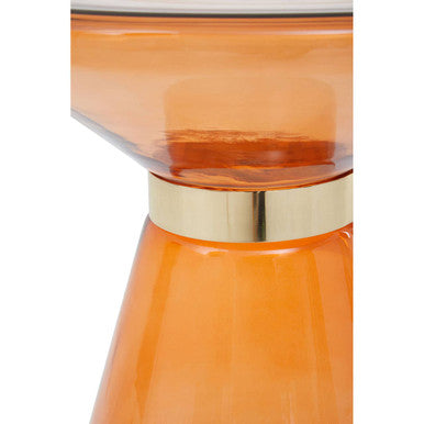 Martini Amber Glass and Gold Side Table