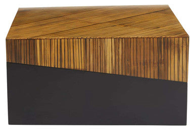Two Tone Natural Bamboo Square Coffee Table with Dark Ebony Finish Base, Gabor