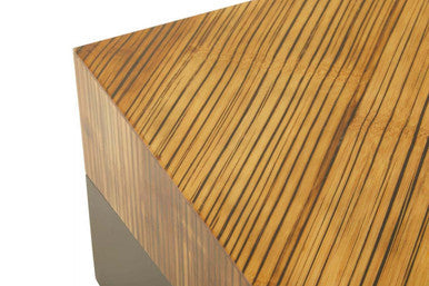 Two Tone Natural Bamboo Square Coffee Table with Dark Ebony Finish Base, Gabor