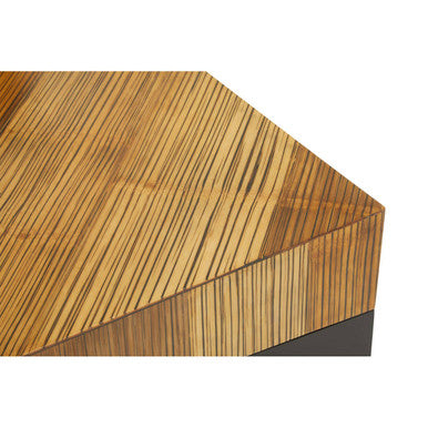 Two Tone Natural Bamboo Square Large Coffee Table with Dark Ebony Finish Base, Gabor