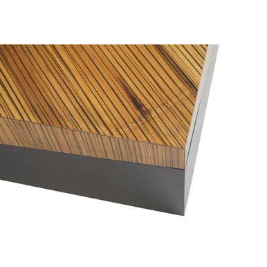 Two Tone Natural Bamboo Square Large Coffee Table with Dark Ebony Finish Base, Gabor