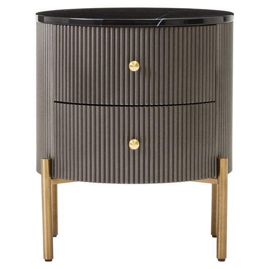 Dervio Grey Two Drawer Chest with Black Marble Top