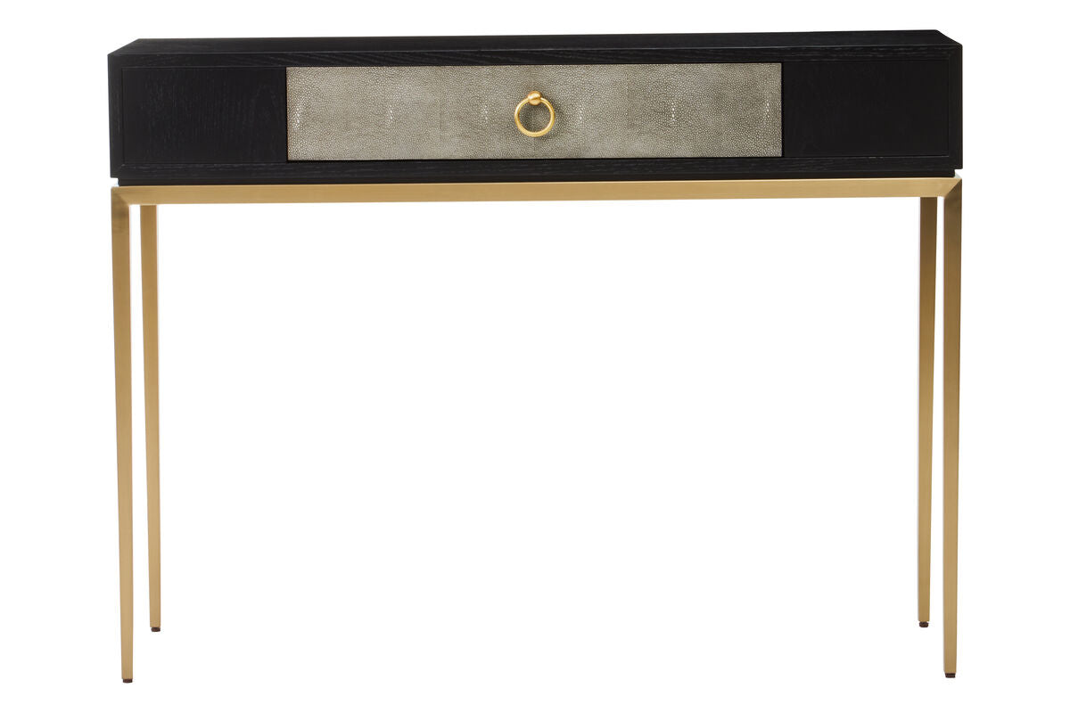 Deruta Black and Grey Shagreen Effect 1 Drawer Console Table