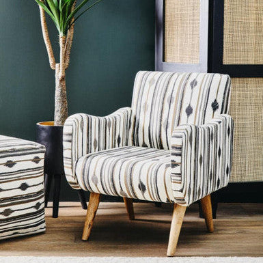 Cefena Black and White Chair With Straight Arms