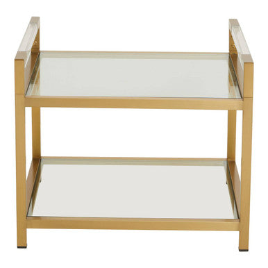 Vogue Clear Glass and Gold Finish 2 Tier Side Table