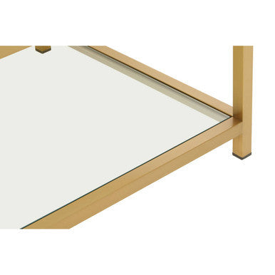 Vogue Clear Glass and Gold Finish 2 Tier Side Table