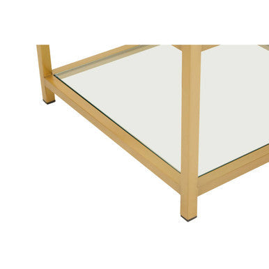 Vogue Clear Glass and Gold Finish 2 Tier Side Table