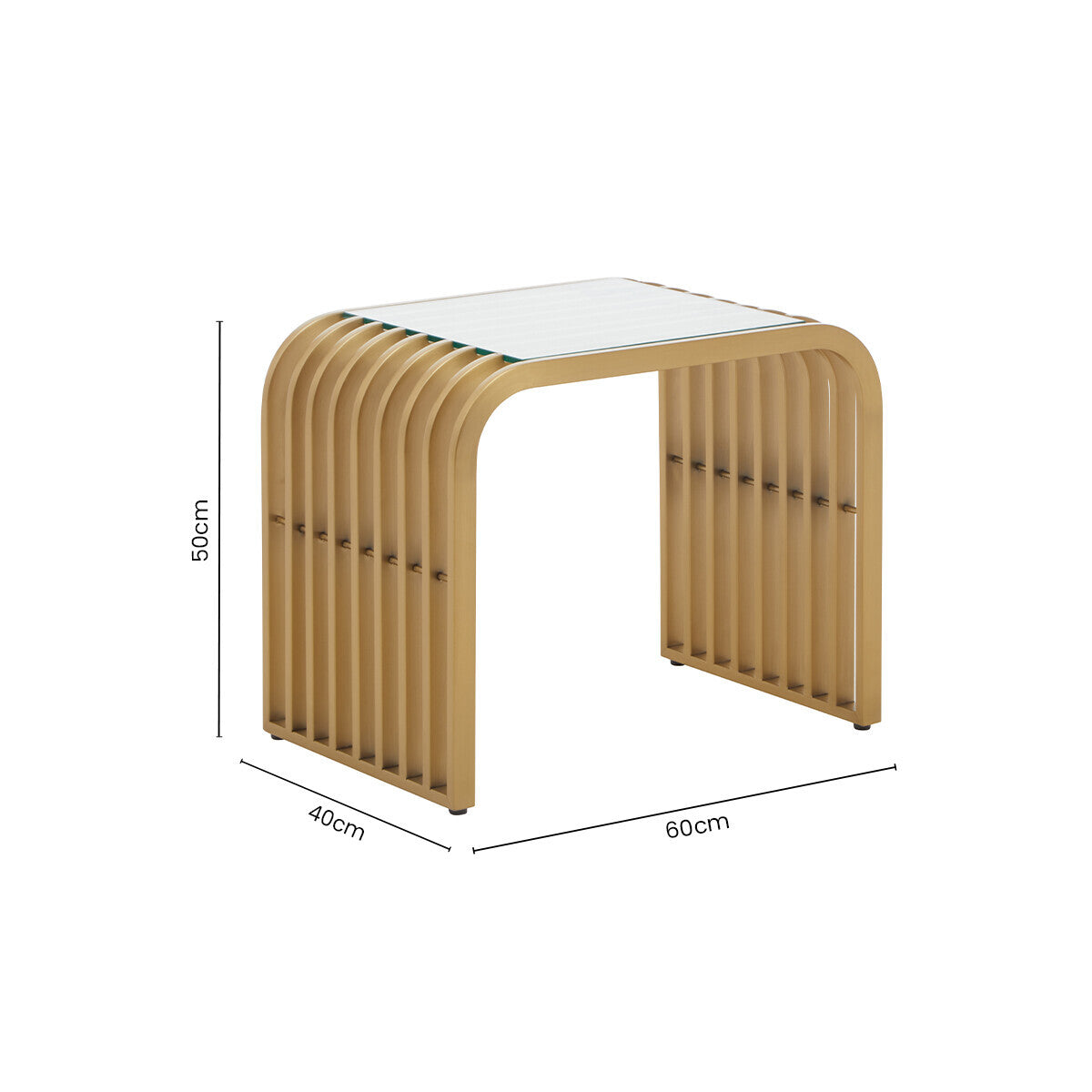 Vogue Clear Glass Side Table with Matt Gold Finish Base