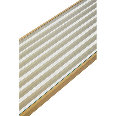 Matte Gold Slatted Console Table with Clear Glass Top, Vogue