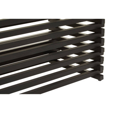 Vogue Clear Glass Dining Table with Slatted Matt Black Base